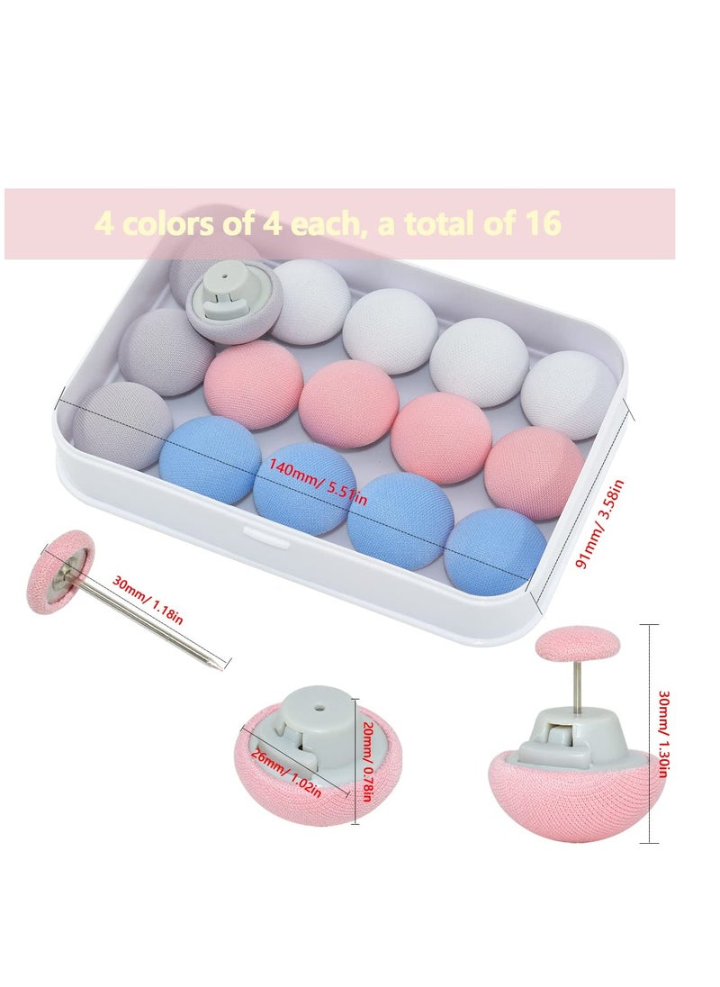 SYOSI - 16 Pcs Quilt Fixing Clips - Bedding Holder Pins for Secure and Neat Bedding - Duvet Fasteners for Quilts, Blankets, Sheets, and More - Mushroom Round Design - Blue, Pink, White, Gray - Image 1