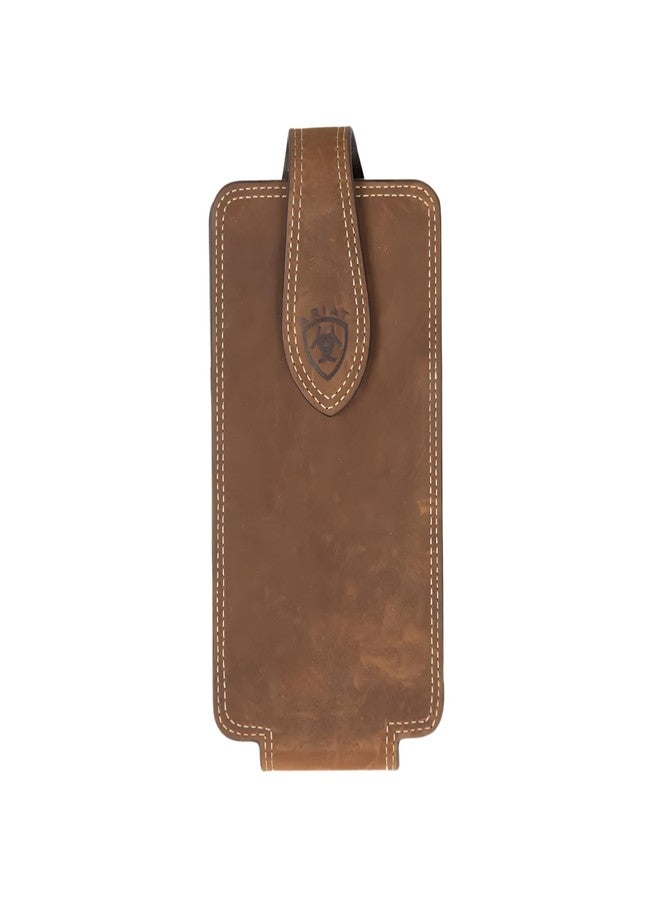 ARIAT Double Stitch Edge Concho Leather Cell Phone Case - Fits iPhone 17 Pro Max/Galaxy S24 Ultra & Similar Large Phones | Magnetic Flap | 360° Belt Clip | Medium Brown, Large (3-3/4 x 6-3/4 in) - Image 1