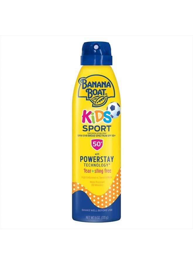 BANANA BOAT بخاخ واقي من الشمس واسع الطيف للأطفال، خالٍ من اللدغات والدموع وصديق للشعاب المرجانية، بعامل حماية من أشعة الشمس 50، 6 أونصة. - Image 1