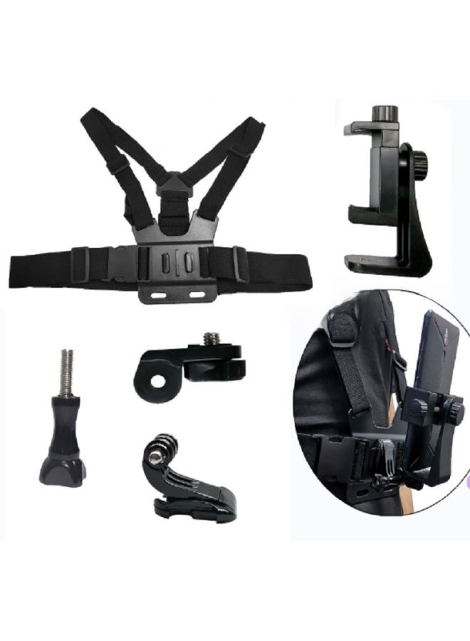 حزام الصدر لتثبيت الهاتف المحمول - حزام كتف متعدد الاستخدامات للتصوير الثابت والخالي من الاهتزاز - مثالي للبث المباشر وركوب الدراجات في الهواء الطلق - Image 3