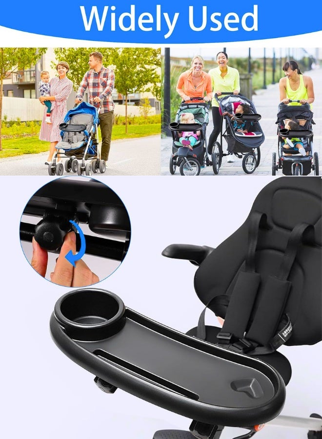 Chase Up Stroller Snack Tray with Cup Holder 3 in 1 Universal Pram Food Tray, Reusable Pushchair Cup Holder Multifunction for Pram accessories Pushchair (Black) - Image 4
