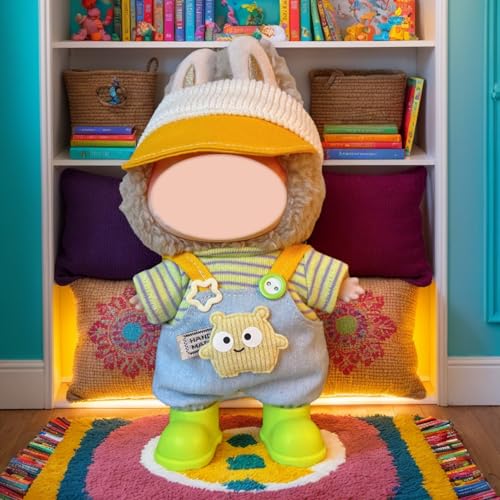 SHUOXUKE Doll Clothes and Accessories 2026 Stylish Adorable Designed Clothes Outfit for 15cm17cm Doll with Orange Hat Overalls Green Shoes - Image 5