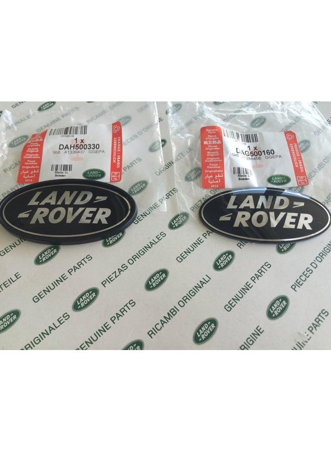 LAND ROVER about OVAL BADGES BLACK ON SILVER -NEW GENUINE PARTS DAG500160 + DAH500330 - Image 3