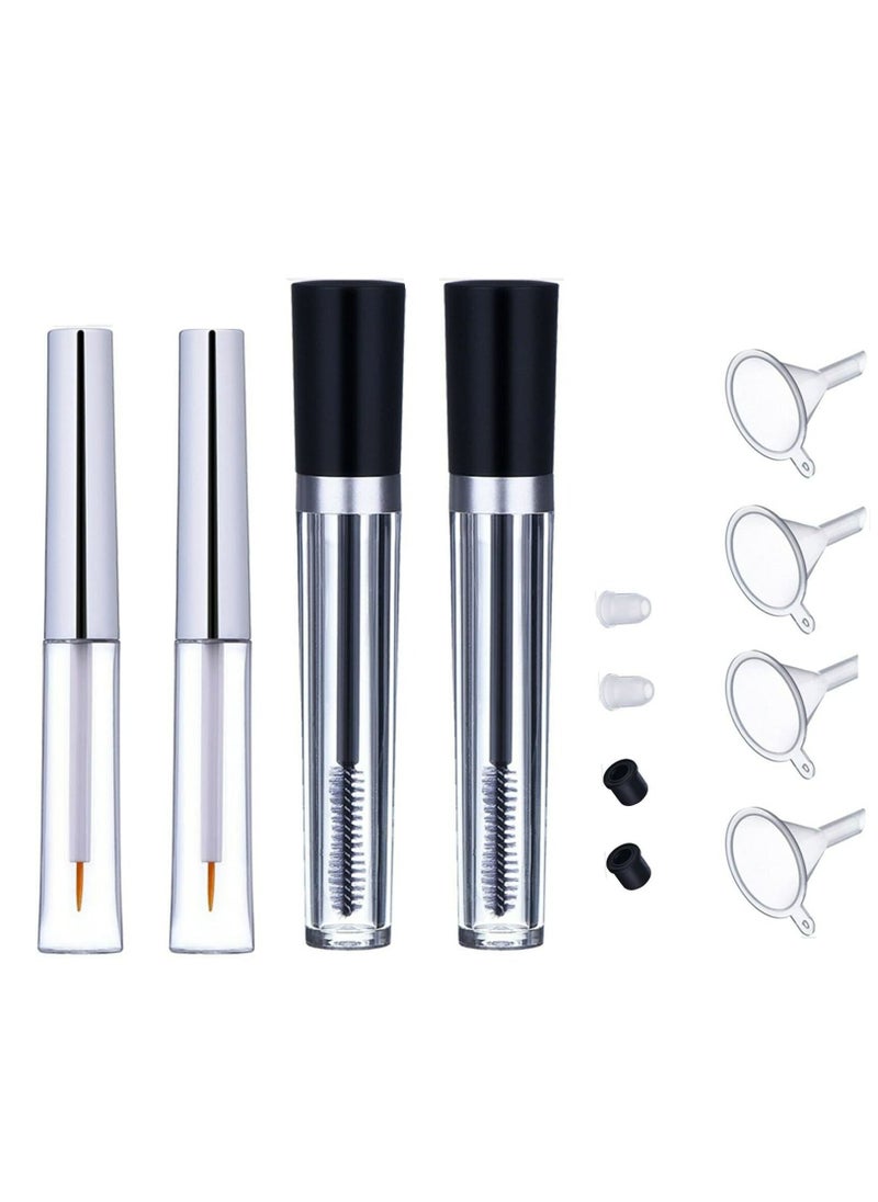 Y&D - 7ml and 8ml Empty Mascara Tube Bottle Eyeliner Wand, with Eyelash Wand & Rubber Inserts Funnels Set for Castor Oil/Eyelash Growth Oil, DIY Cream Container Cap(4 Packs) - Image 1