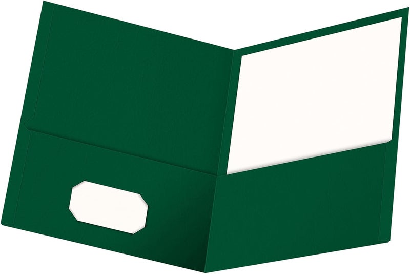Oxford Two Pocket Folders, Textured Paper, Hunter Green, For School, Home, and Office, Letter Size, 25 Per Box (57556EE) - Image 2
