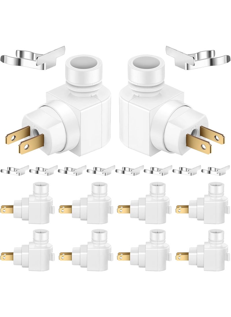 Reginary Reginary 8 Sets Night Light Base 360 Plug in Night Light Module Rotating Night Light Plug with Onoff Switch and Metal Clips Plastic Swivel Wall Light Plug for Making Your Own Night LightsWhite  - Image 1