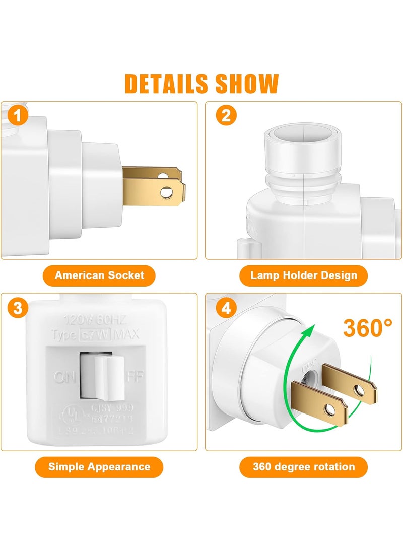 Reginary Reginary 8 Sets Night Light Base 360 Plug in Night Light Module Rotating Night Light Plug with Onoff Switch and Metal Clips Plastic Swivel Wall Light Plug for Making Your Own Night LightsWhite  - Image 5