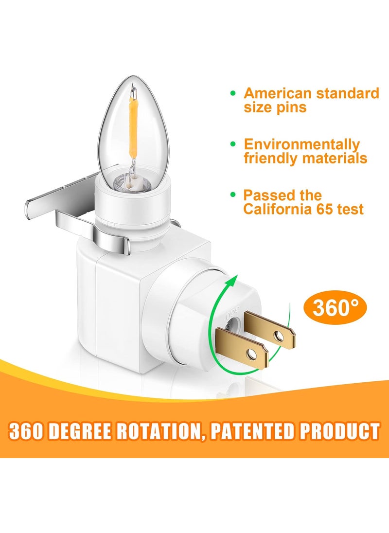Reginary Reginary 8 Sets Night Light Base 360 Plug in Night Light Module Rotating Night Light Plug with Onoff Switch and Metal Clips Plastic Swivel Wall Light Plug for Making Your Own Night LightsWhite  - Image 2