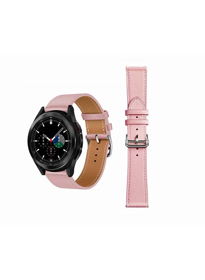 Perfii Genuine Leather Replacement Band for Samsung Galaxy Watch4 42/46mm Pink - Image 1