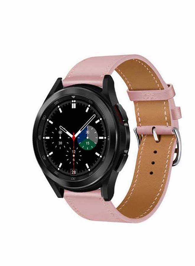 Perfii Genuine Leather Replacement Band for Samsung Galaxy Watch4 42/46mm Pink - Image 2