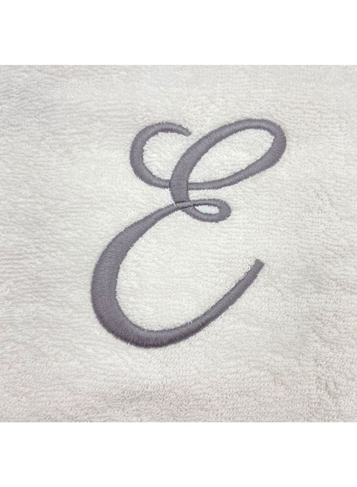 BYFT Embroidered For You (White) Luxury Monogrammed Bath Towel (70 x 140 Cm -Set of 1) 100% Cotton, Highly Absorbent and Quick dry Bath Linen -600 Gsm (Silver Letter E) - Image 3