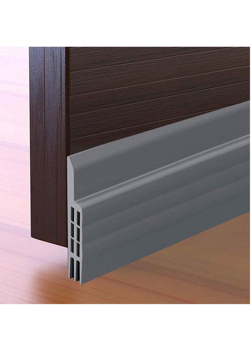 Najwa Grey 2"W x 39"L Under-Door Seal Strip | Soundproof Weather Stripping & Air Draft Blocker for Interior/Exterior Doors | Door Sweep with Ventilation Holes  - Image 1