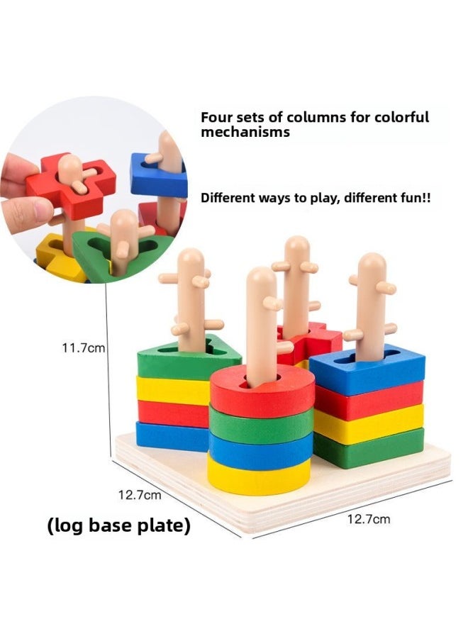 Lonely Autistic Children Social Rehabilitation Training Fine Toys Family Intervention Feelings Training Equipment Teaching Aids-Color:Colorful Mechanism Set Column-log Base Plate  - Image 1