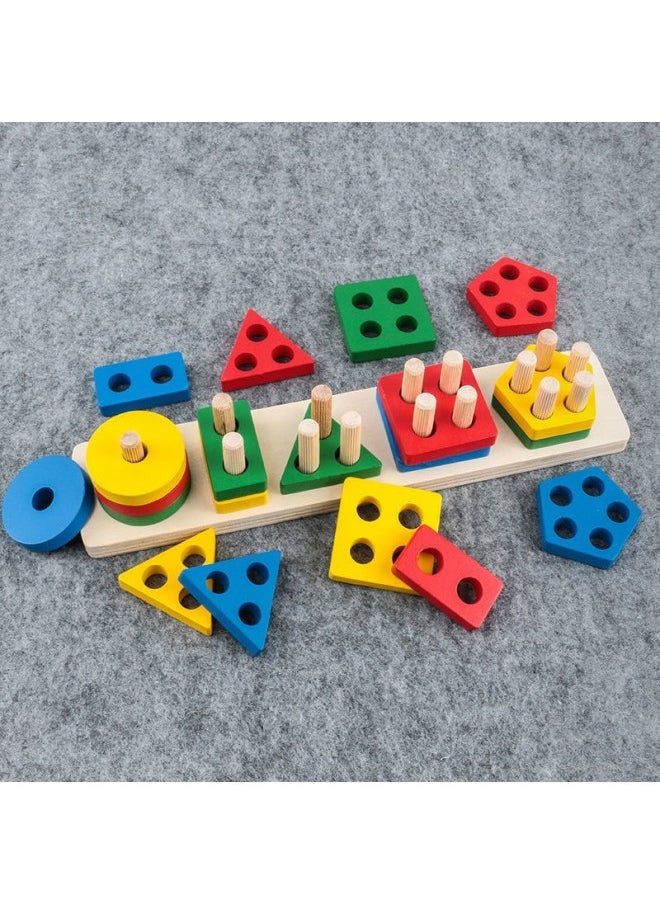 Lonely Autistic Children Social Rehabilitation Training Fine Toys Family Intervention Feelings Training Equipment Teaching Aids-Color:Colorful Mechanism Set Column-log Base Plate  - Image 2