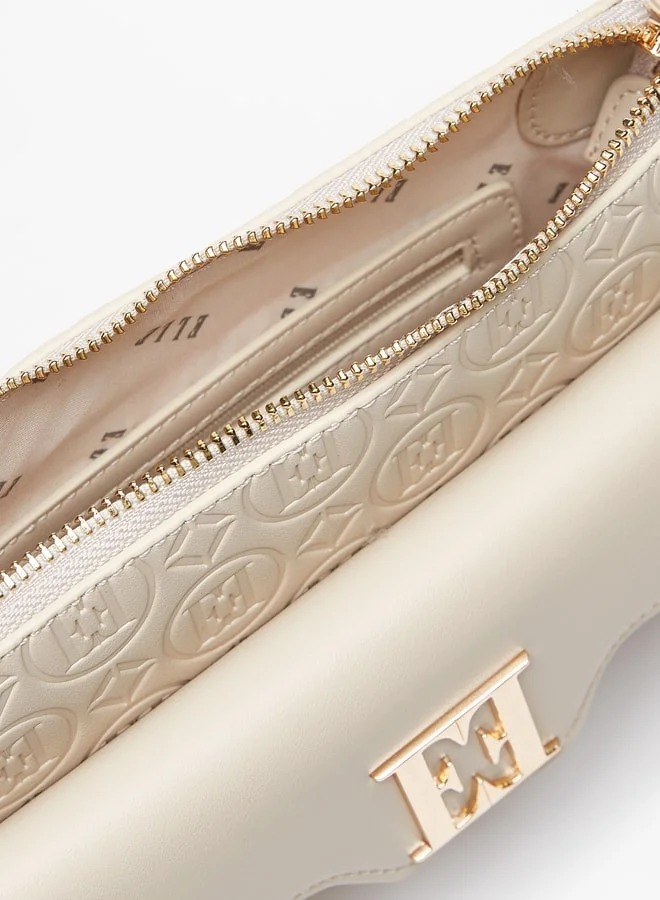 ELLE Women's Monogram Embossed Crossbody Bag with Zip Closure