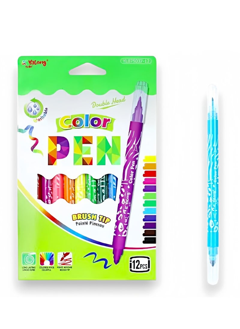 YALONG Yalong-Double Tip Watercolor Pen 12 Colors  - Image 1