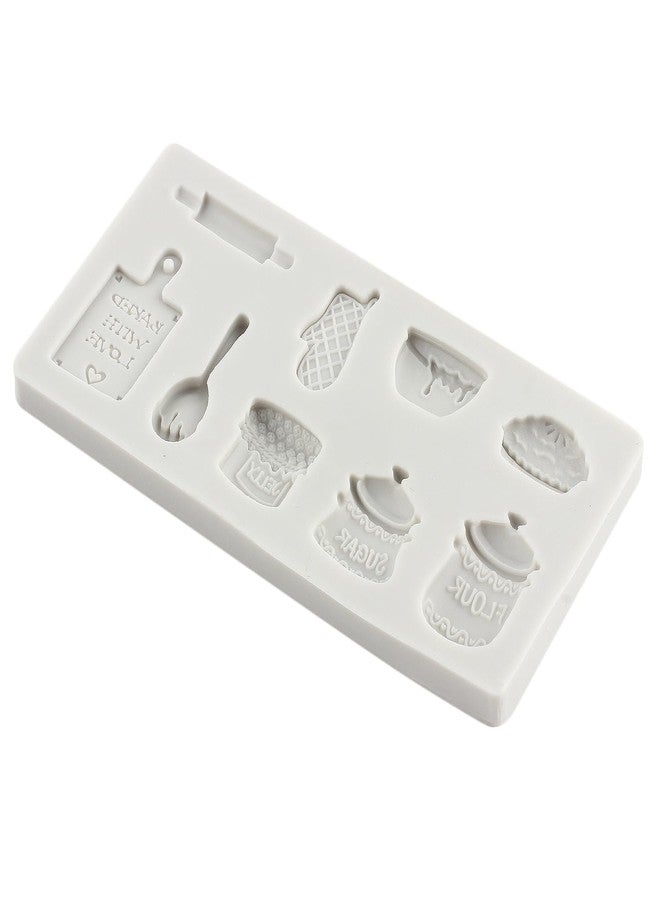 MINFEIDMS Miniature Home Baking Silicone Molds Rolling Pin Oven Glove Cake Bowl Wooden Spoon Chocolate Fondant Mold for Cake Decoration Cupcake Topper Candy Sugar Craft Polymer Clay Gum Paste - Image 5