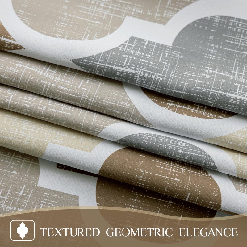 Beauoop 100% Blackout Curtains 63 Inches Long 2 Panels for Bedroom Living Room Brown Grey Moroccan Geo Room Darkening Thermal Insulated Soundproof Grommet Top Window Treatments Drapes, 50x63 Set of 2 - Image 5