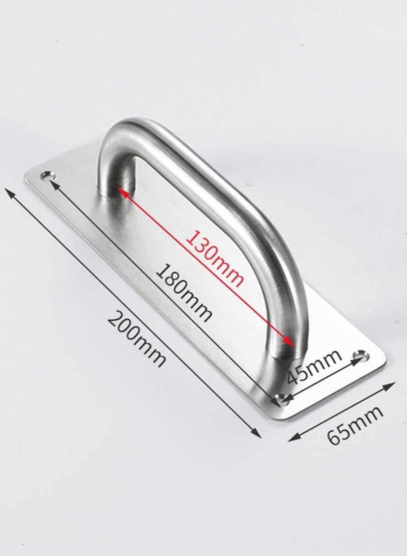 Door Handles, Pull Push Door Handles with Back Plate, Sliding Silver Handle Set for Gate Cabinet Cupboard Barn Shed Toilet Door, Heavy Duty Pull Handles Hardware - Image 3