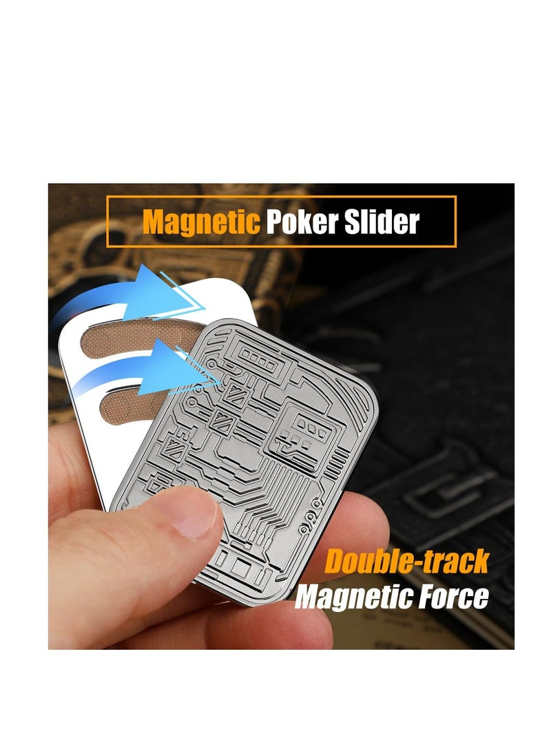 SOLARAE Metal Poker Fidget Slider Toy for Kids Adults, Magnetic Haptic Coin Fidget Pad Push Card, EDC Desk Office Toy, Stress Relief Gift for Men Boyfriend Father, 5 6 7 8 9 10+ Years Old Boys - Image 3