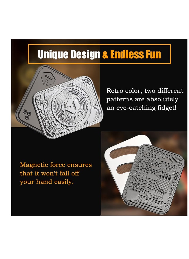 SOLARAE Metal Poker Fidget Slider Toy for Kids Adults, Magnetic Haptic Coin Fidget Pad Push Card, EDC Desk Office Toy, Stress Relief Gift for Men Boyfriend Father, 5 6 7 8 9 10+ Years Old Boys - Image 2