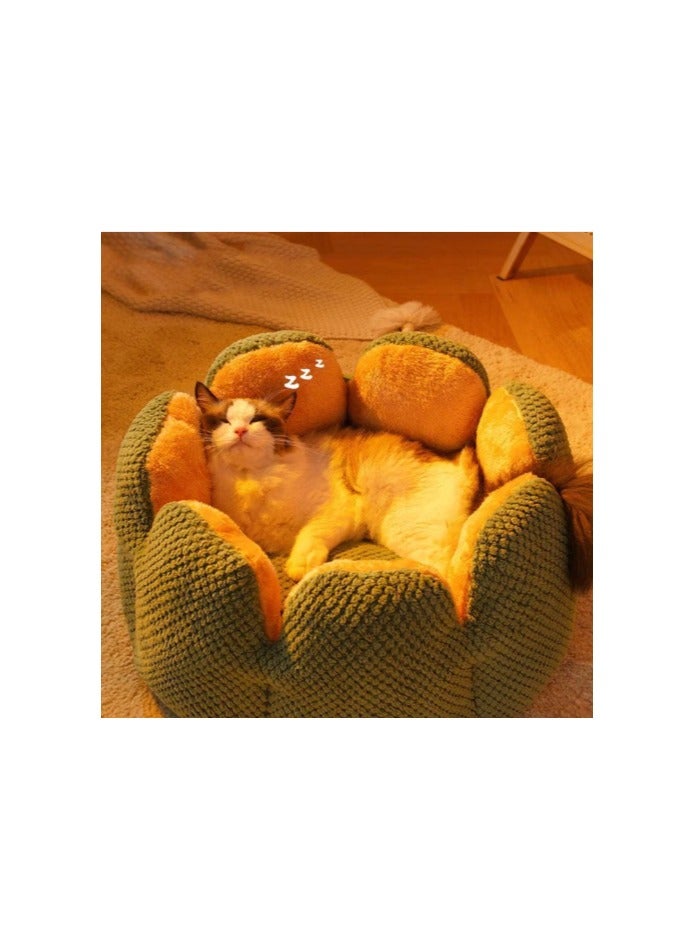 Medium Fluffy Dog & Cat Bed – Brown | Orthopedic Donut Pet Bed with Faux Fur Comfort