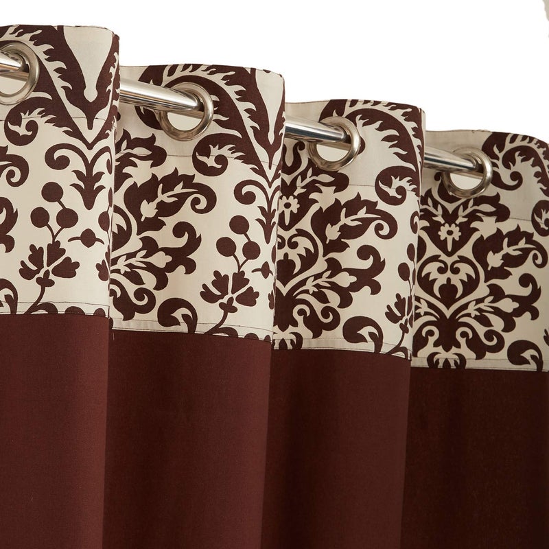 Swayam 100% Cotton Window Curtain (2PC) 210TC for Bedroom, Living Room - Comes with Readymade Eyelets, Triple Layer Weave (5Ft) Noise Dampener, Machine Washable - Dark Brown - Image 2