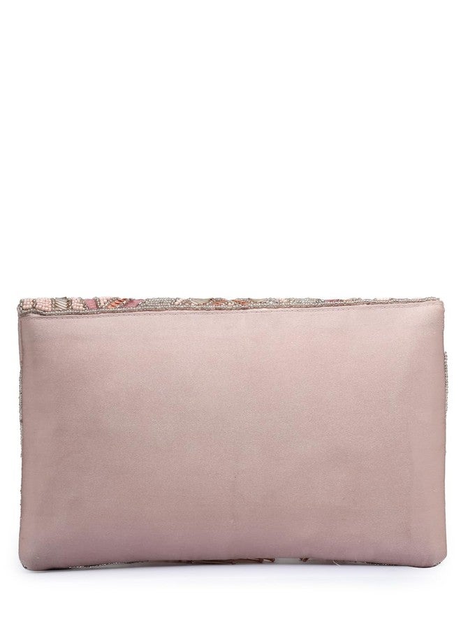 Anekaant Boho Dusty Pink Abstract Embellished Satin Sling Bag - Image 5