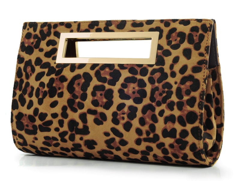 HOXIS Leopard Print Metal Grip Cut it out Clutch with Chain Shoulder Strap Womens Handbag - Image 1