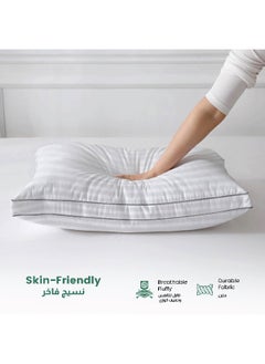 Rest Gusset Plush Stripe Pillows Queen Size Set Of 2 ( 50X75Cm/20”X30”) Bed Pillows For Sleeping, Gusset Plushed Pillows For Back, Stomach Or Side Sleepers, Hotel Pillows With Down Alternative Filling  - Image 4