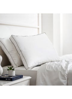 Rest Gusset Plush Stripe Pillows Queen Size Set Of 2 ( 50X75Cm/20”X30”) Bed Pillows For Sleeping, Gusset Plushed Pillows For Back, Stomach Or Side Sleepers, Hotel Pillows With Down Alternative Filling  - Image 1
