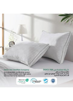 Rest Gusset Plush Stripe Pillows Queen Size Set Of 2 ( 50X75Cm/20”X30”) Bed Pillows For Sleeping, Gusset Plushed Pillows For Back, Stomach Or Side Sleepers, Hotel Pillows With Down Alternative Filling  - Image 5