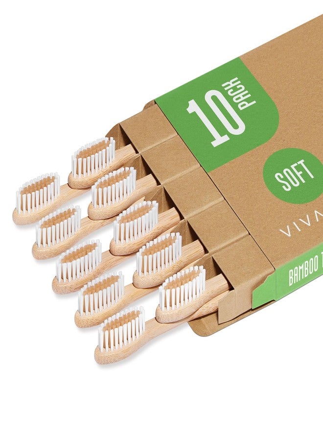 VIVAGO Bamboo Toothbrushes BPA Free Soft Bristles - 10 Pack - Image 1
