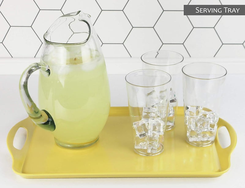 Reston Lloyd Calypso Basics Melamine ServingOttoman Handles Rectangular Tray Lemon - Image 5
