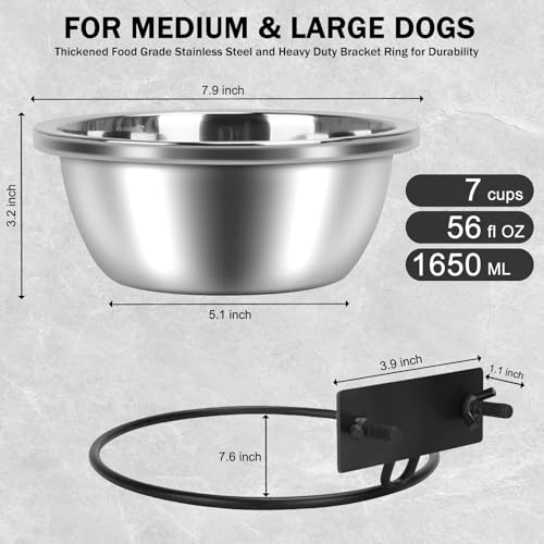 ShineMe Crate Bowls for Large Dogs ShineMe Heavy Duty Hanging Dog Bowls for Kennel Cage Crates No Spill Stainless Steel Dog Crate Water Bowl or Large and Medium Dogs 56oz Set of 2 - Image 3