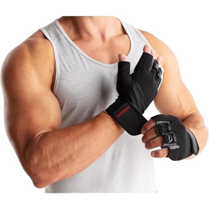 ويدير قفازات رفع الأثقال، لفائف المعصم، قفازات رياضية قابلة للتنفس نصف أصابع مع دعم معزز للمعصم للتمارين والتدريب البدني - Image 4