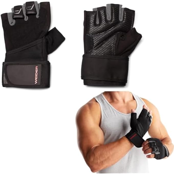 ويدير قفازات رفع الأثقال، لفائف المعصم، قفازات رياضية قابلة للتنفس نصف أصابع مع دعم معزز للمعصم للتمارين والتدريب البدني - Image 2