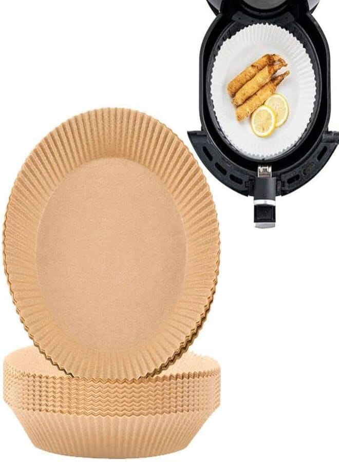 PREMIUM 50 Pack Air Fryer Liners Multipurpose Non-Stick Parchment Paper Liner with Wall - Greaseproof Air Fryer Disposable Paper Liner Airfryer Basket Insert 