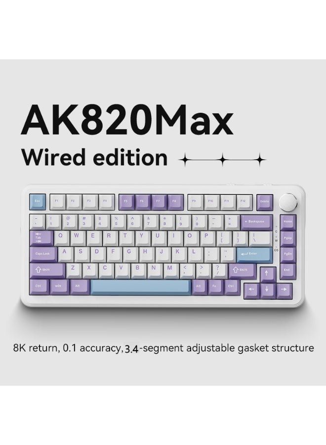 إيه جاز AK820 Max - لوحة مفاتيح سلكية بمحور مغناطيسي، دقة 8K، مسافة ضغط 0.1 مم، مسافة ضغط قابلة للتعديل، هيكل ذو حشوات، سلكية، إضاءة خلفية RGB، ألوان ذكية، مخصصة للألعاب الإلكترونية، لوحة مفاتيح مكتبية - Image 2