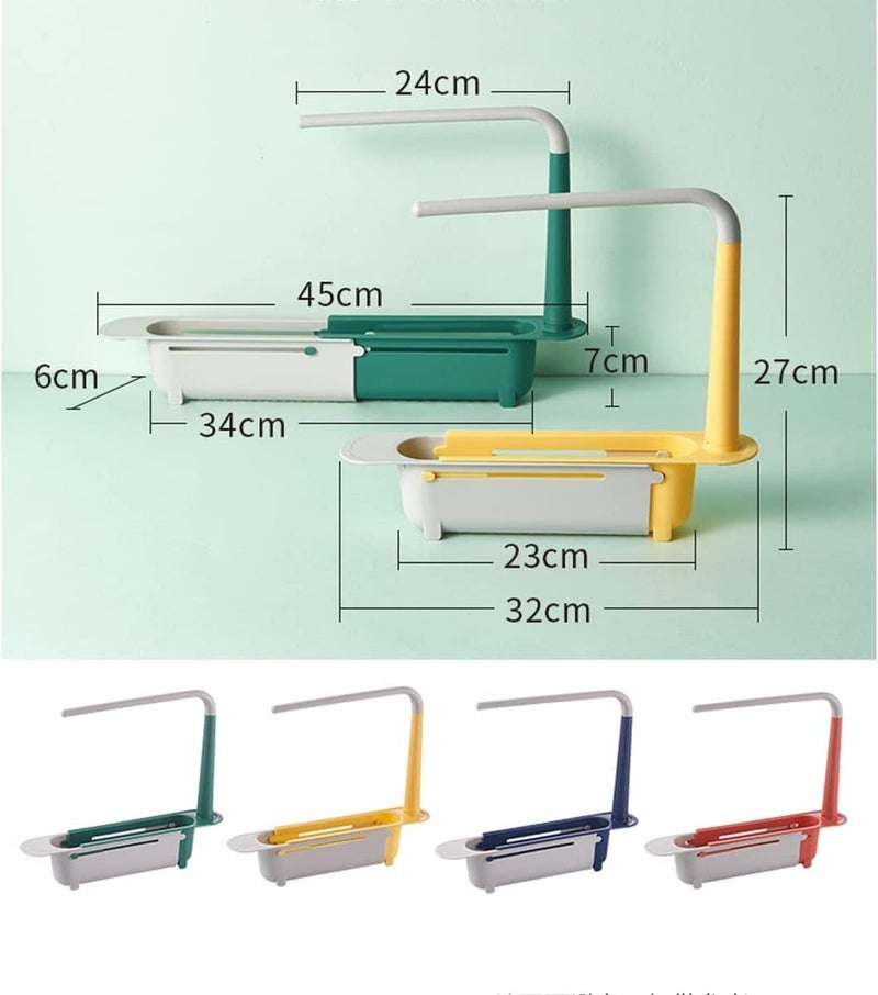 Styxon Telescopic 2-in-1 Sink Storage Rack, Kitchen Dish Soap Dispenser, Self Adhesive Hooks Hangers | Combo - Image 3
