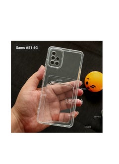 Generic Clear Wallet Phone Case for Samsung Galaxy A51 Upgrade Card Slot Case Slim Fit Protective Soft TPU Shockproof Cover with Cute Card Holder - Transparent  - Image 1