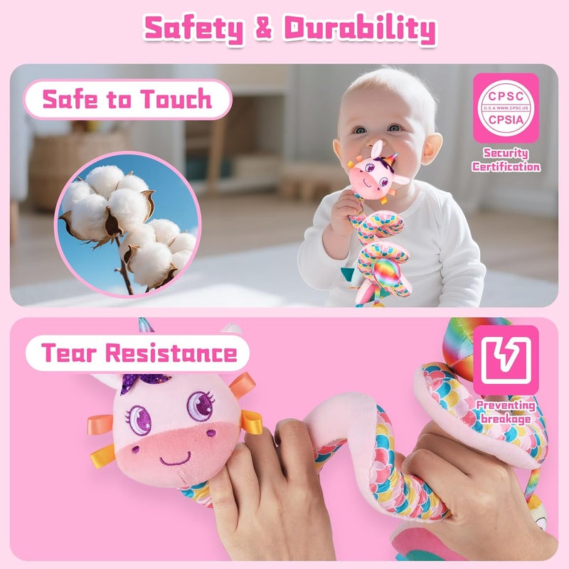 FPVERA Car Seat Toys for Infants 0-6 months, Spiral Hanging Crib Stroller Activity Toys with Rattles, Baby Car Seat Accessories Toy for Developing Sensory & Motor Skills, Ideal Gift for Newborn Infant - Image 5