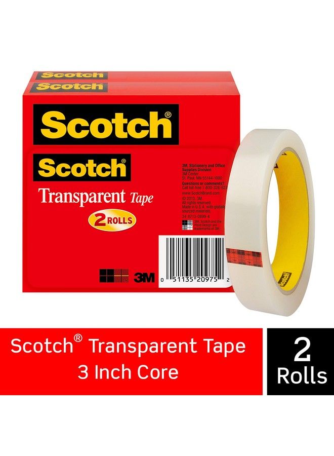 Scotch  Transparent Tape Engineered For Office And Home Use 3 4 X 2592 Inches 3 Inch Core Boxed 2 Rolls (6002P3472)Clear - Image 3