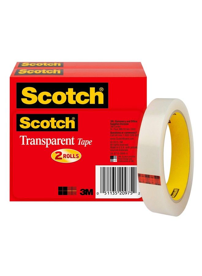 Scotch  Transparent Tape Engineered For Office And Home Use 3 4 X 2592 Inches 3 Inch Core Boxed 2 Rolls (6002P3472)Clear - Image 2