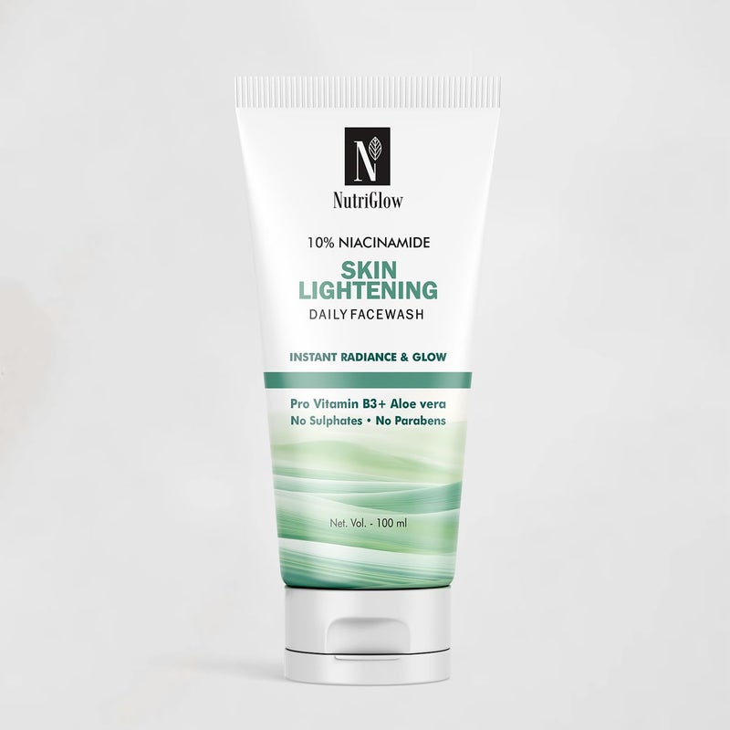 NutriGlow 10% Niacinamide Daily Face Wash, Brightening Formula with Pro Vitamin B3, Aloe Vera, Paraben Free, All Skin Types For Men And Women (100ml) - Image 1