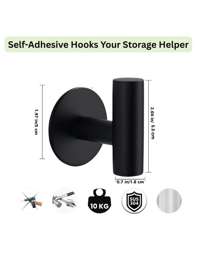 (2-Pack) ملصقات جدارية سوداء ذات لاصق - ملصقات بلا ثقوب لتعليق المناشف والملابس والمعاطف والمفاتيح - منظم حمام ذاتي اللصق للباب والمطبخ - Image 4