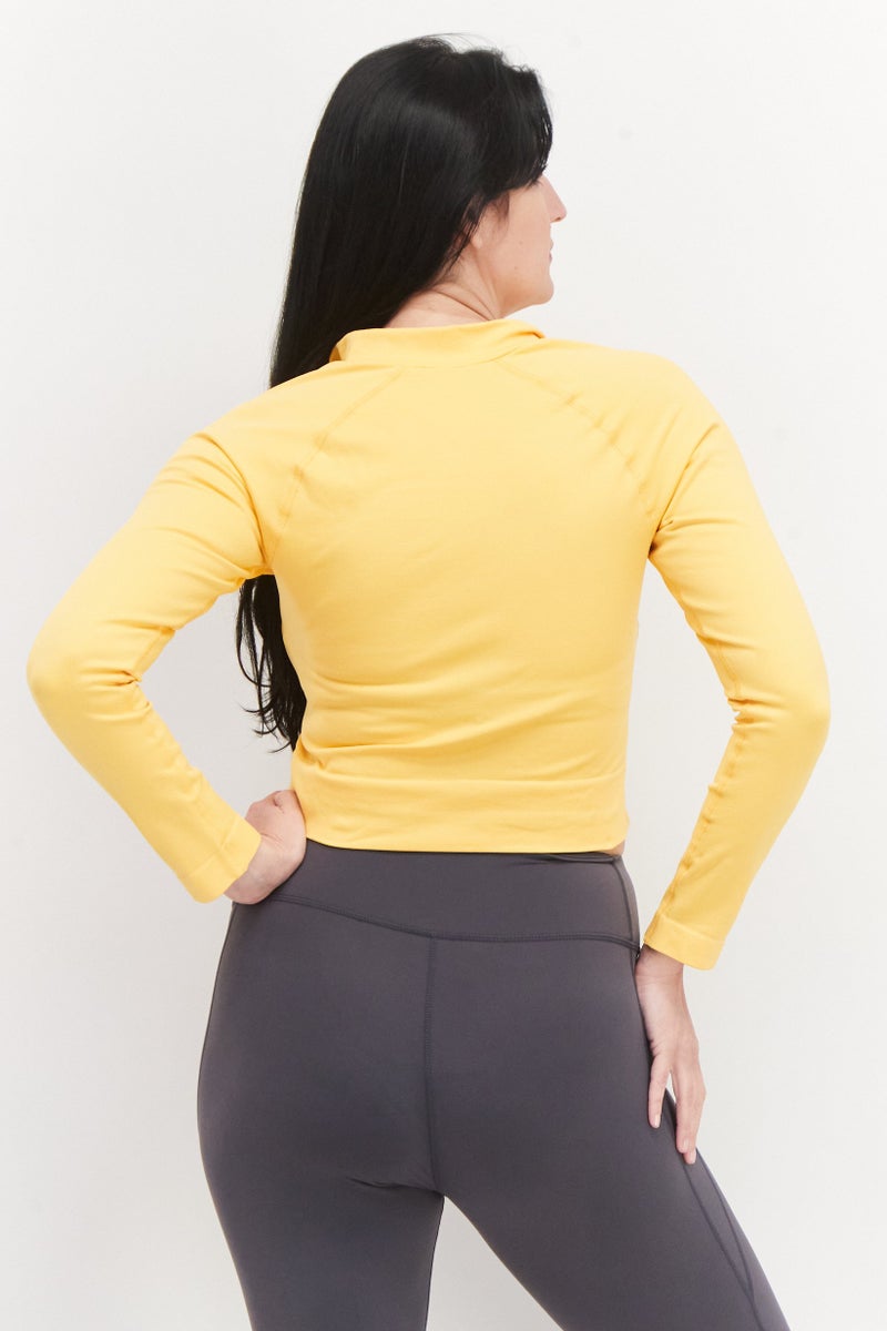 Tala بلوزة نسائية بأكمام طويلة وياقة عريضة، صفراء - Image 4