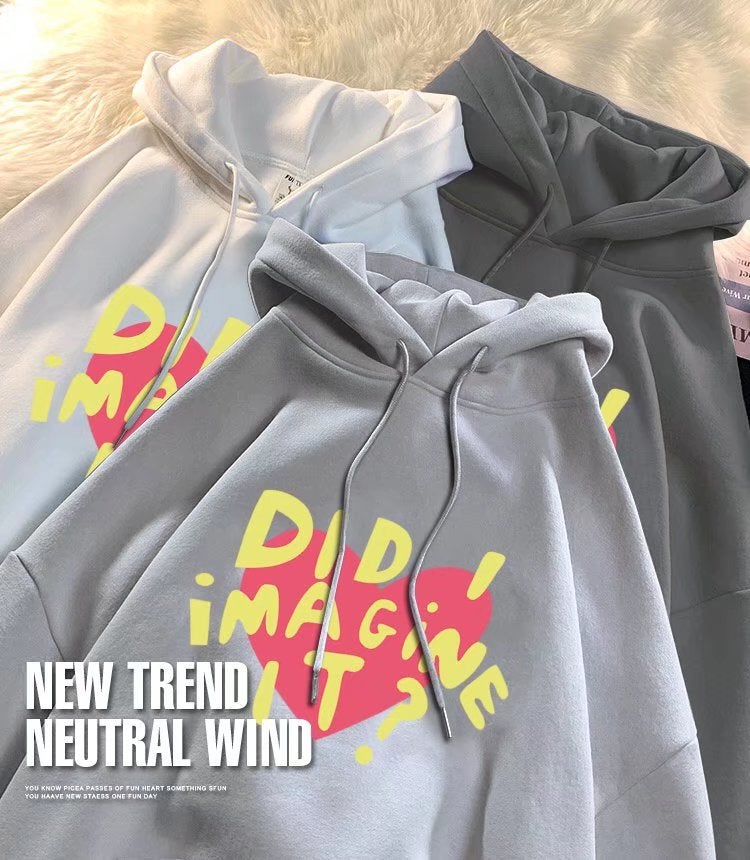 Pullover sweater trendy new elegant ins simple hooded street single-piece sweater straight long sleeve Womens Mid-length White