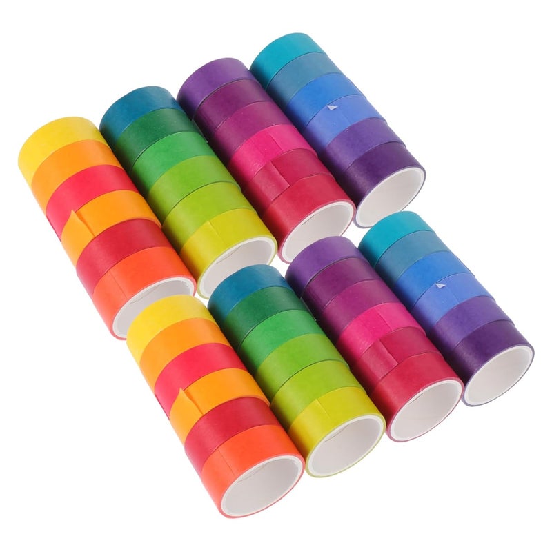 48 Rolls Rainbow Washi Tape Solid Color Decorative Adhesive Paper For DIY Crafts And Art Supplies - Image 2