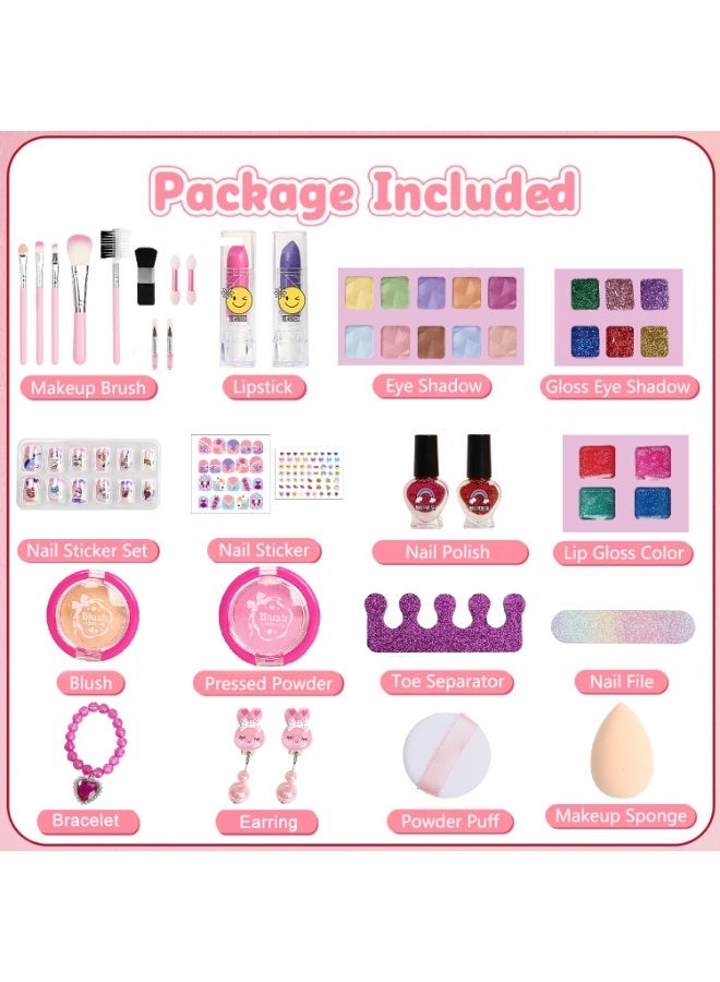 Moonmen Kids Makeup Kit, Washable Make Up Set Toys for Girls with Portable Box Including Lipstick, Eye Shadows and So On, Girls Toys for Girl Aged 5 + Year Old - Image 2